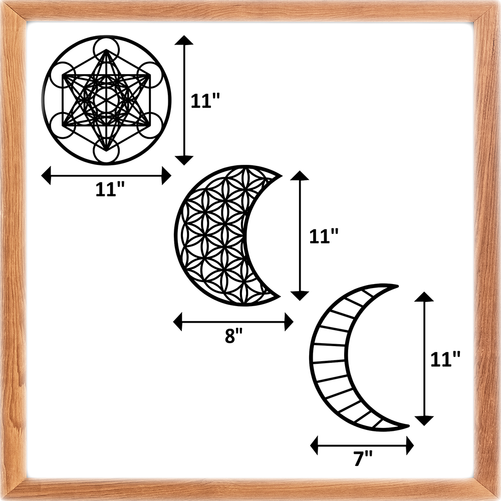 Image 4 - Moon Phase Sacred Geometry Wooden Wall Art - Dimensions